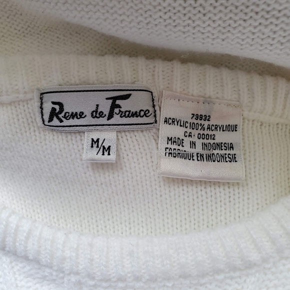 80's Vintage Rene de France Ivory/ White Knit Sweater Size Medium - Picture 6 of 7